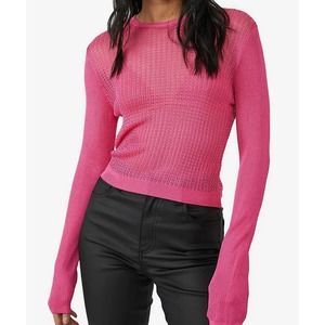 NWT Free People H2O Crew Pullover Pink Top Womens Size S